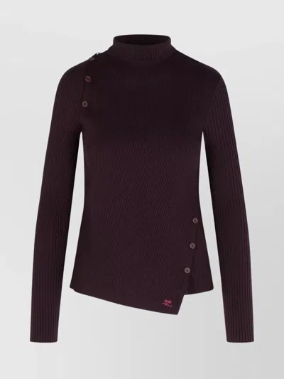 COURRÈGES ASYMMETRIC HIGH NECK LONG SLEEVE SWEATER