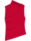 Courrèges Asymmetric Jersey Top In Red