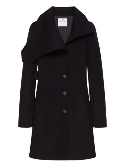 Courrèges Courregès Asymmetric Lapel Button Up Coat In Black