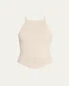 Courrèges Holistic Ribbed Viscose Knit Tank Top In Lime_stone