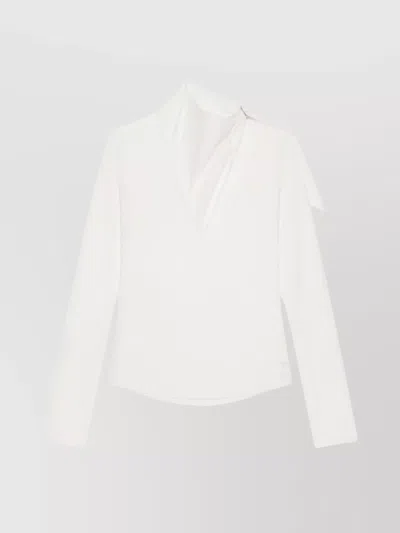 COURRÈGES ASYMMETRIC LONG SLEEVE DRAPED TOP