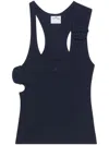 Courrèges Asymmetric Midnight Blue Tank Top In Black