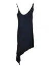 Courrèges Asymmetric Mini Dress With Dynamic Multicolor Pattern In Black