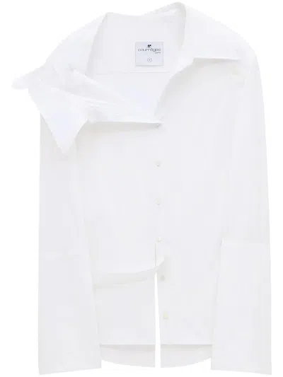 Courrèges Modular 不对称府绸衬衫 In White