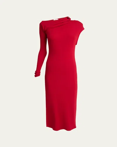 Courrèges Asymmetric-neck Long Sleeve Midi Dress