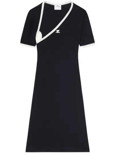COURRÈGES ASYMMETRIC-NECK MINI DRESS
