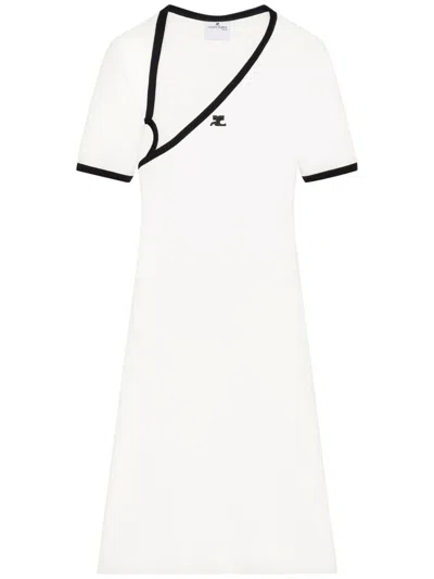 Courrèges Asymmetric-neck Mini Dress In White