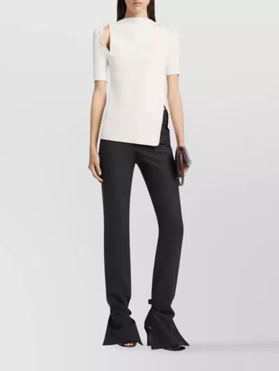 Courrèges Asymmetric Ribbed Knit Buttoned Top In Multi