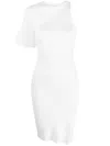 Courrèges Single-sleeve Ribbed Dress In White