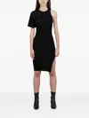 Courrèges Asymmetric Ribbed Knit Mini Dress In Black