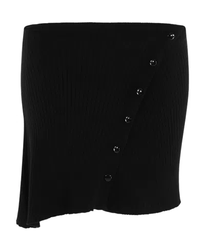 Courrèges Asymmetric Ribbed-knit Mini Skirt In Black