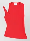 Courrèges Asymmetric Ribbed Sleeveless Top In Red