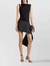 Courrèges Asymmetric Ribbed Sleeveless Top In Black