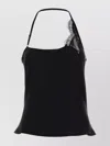 Courrèges Asymmetric Satin Top Lace Detail In Black