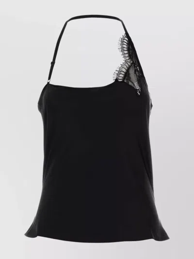 COURRÈGES ASYMMETRIC SATIN TOP LACE DETAIL