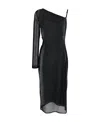 Courrèges Asymmetric Semi-sheer Midi Dress In Black