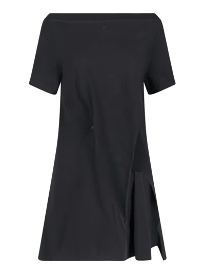 Courrèges Asymmetric Short Dress In Black  