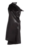 Courrèges Asymmetric Silk Dress In Black