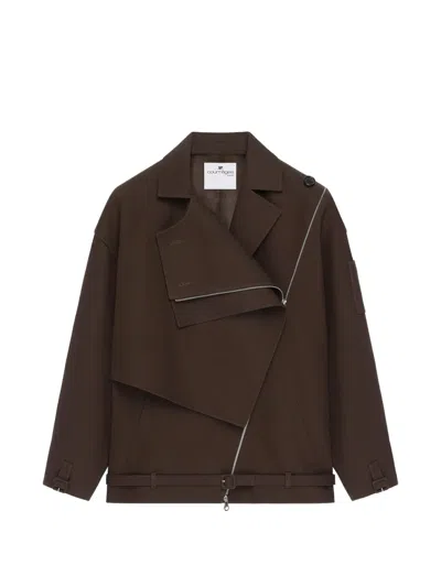 Courrèges Asymmetric Trench Coat In Brown