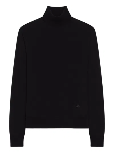 Courrèges Asymmetric Turtleneck Sweater In Black