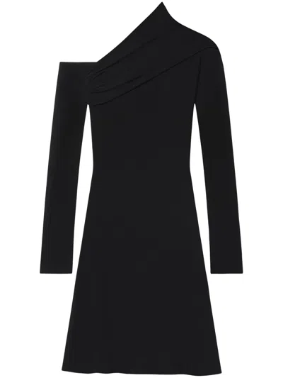 Courrèges Mini Twist Crepe Dress With In Black