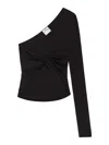 Courrèges Black Top With Asymmetric Design Twist Detailing One-shoulder