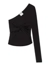 Courrèges Black Top With Asymmetric Design Twist Detailing One-shoulder In Black
