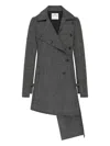 Courrèges Asymmetric Wool Coat In Gray