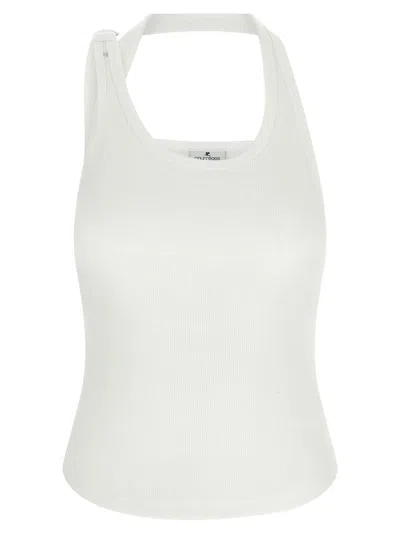 Courrèges Halterneck Ribbed Texture Tank Top In White