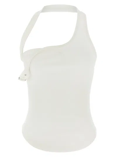 Courrèges White Asymmetric Buckle Tank Top