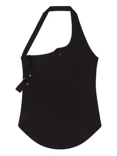 COURRÈGES ASYMMETRICAL BUCKLE TANK TOP WOMAN BLACK