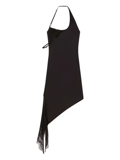 COURRÈGES ASYMMETRICAL LACE-TRIMMED DRESS