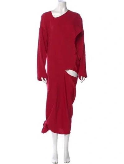 Pre-owned Courrèges Asymmetrical Long Dress In Red