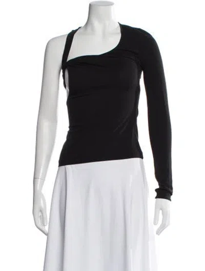 Pre-owned Courrèges Asymmetrical Long Sleeve Top In Black
