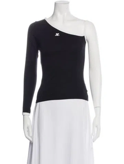 Pre-owned Courrèges Asymmetrical Long Sleeve Top In Black