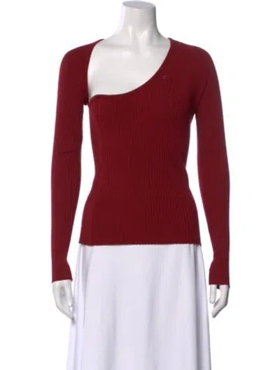 Pre-owned Courrèges Asymmetrical Long Sleeve Top W/ Tags In Red
