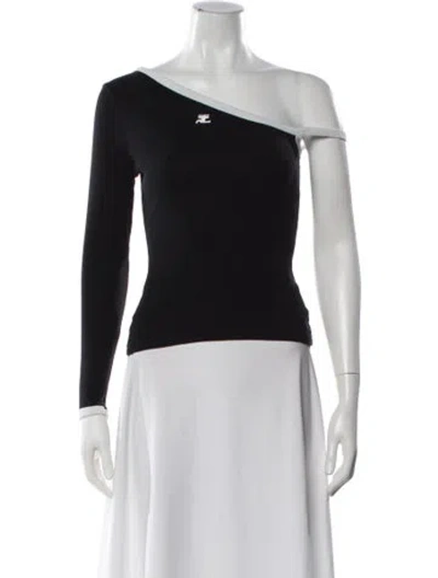 Pre-owned Courrèges Asymmetrical Long Sleeve Top In White