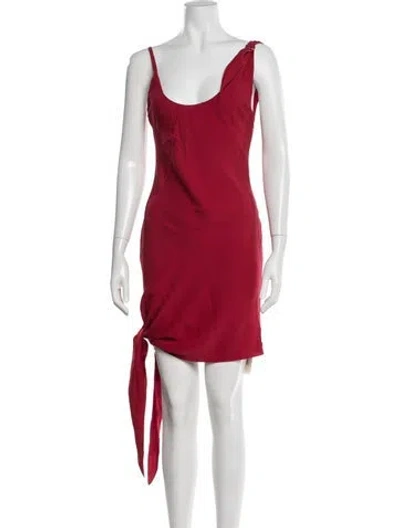 Pre-owned Courrèges Asymmetrical Mini Dress In Red/white