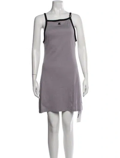 Pre-owned Courrèges Asymmetrical Mini Dress W/ Tags In Grey/purple