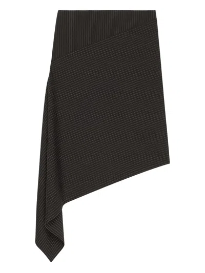 Courrèges Asymmetrical Pinstripe Skirt In Black