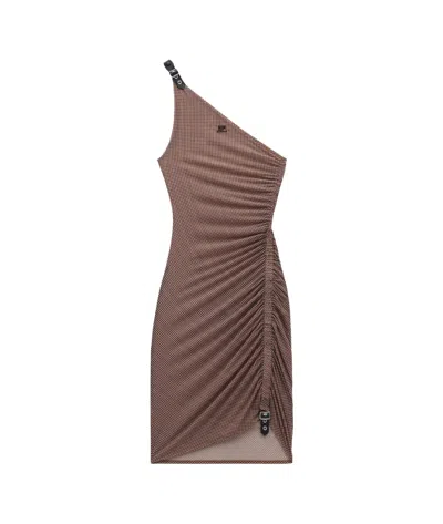 Courrèges Asymmetrical Pleated Dress In Brown