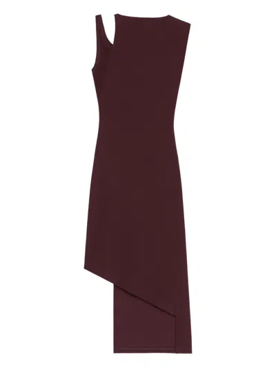 Courrèges Asymmetrical Ribbed Midi Dress In Brown