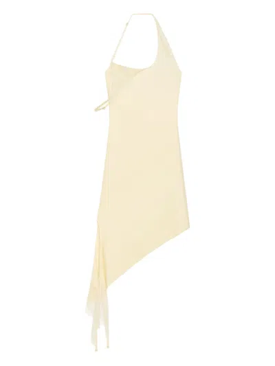 Courrèges Asymmetrical Satin Dress In Yellow