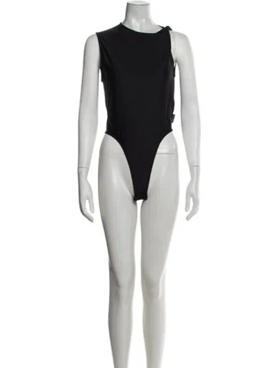 Pre-owned Courrèges Asymmetrical Sleeveless Bodysuit In Black