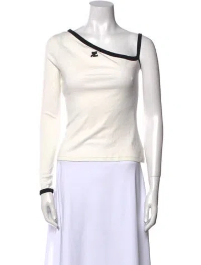 Pre-owned Courrèges Asymmetrical Sleeveless Crop Top In White