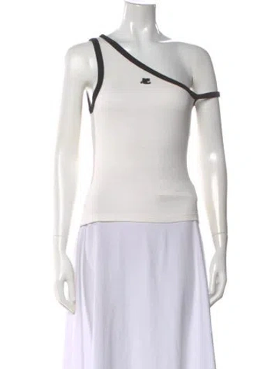 Pre-owned Courrèges Asymmetrical Sleeveless Top In White