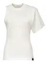 Courrèges Scube One Shoulder Cotton T-shirt In White
