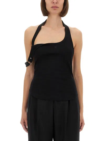 Courrèges Courreges Asymmetrical Tank Top In Black