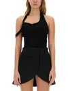 Courrèges Tank Top With Asymmetrical Buckle In Black
