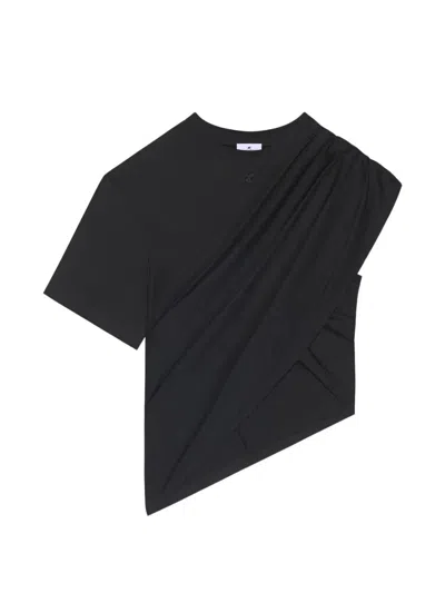 Courrèges Asymmetrical Twist T-shirt In Black